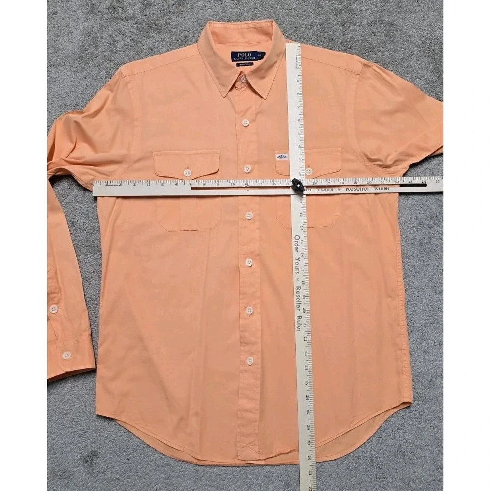 Polo‎ Ralph Lauren Beach Twill Camp Shirt Mens M Orange Button Up